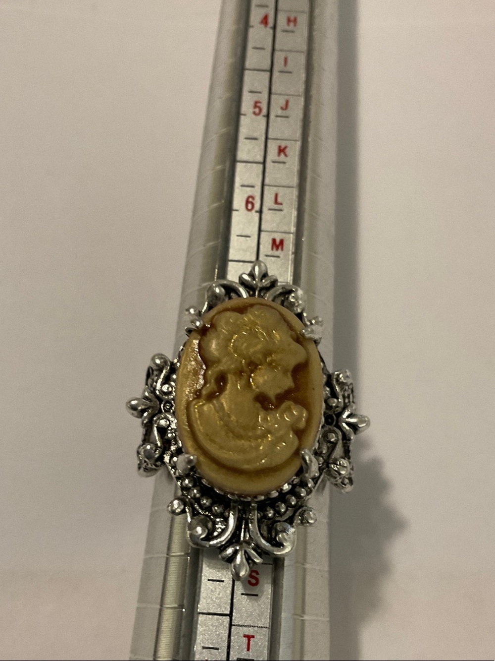 Silver plated cameo ring